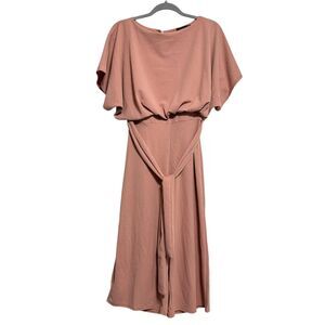 Boohoo Culotte Jumpsuit Sz 8 Dusty Pink/Rose Tie Waist Crop